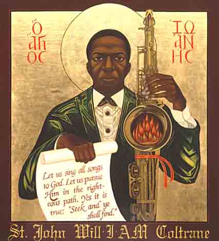 Αγιογραφία του John Coltrane κατά την Ορθόδοξη τεχνοτροπία.