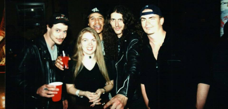 Jimmy MacDonough (bass, Iced Earth), Alina Squeak Hernes, Van Williams (drums, Nevermore) and Tim Calvert (guitar, Nevermore), San Francisco, May 15, 1999