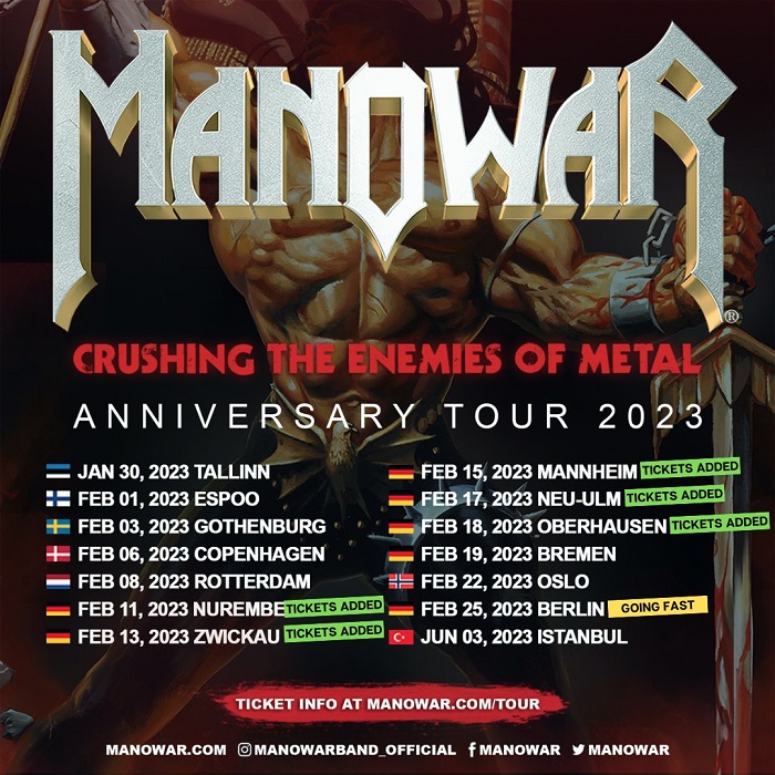 Manowar ευρωπαϊκή περιοδεία 2023