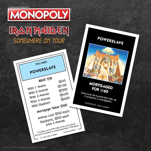 Iron Maiden Monopoly Deeds