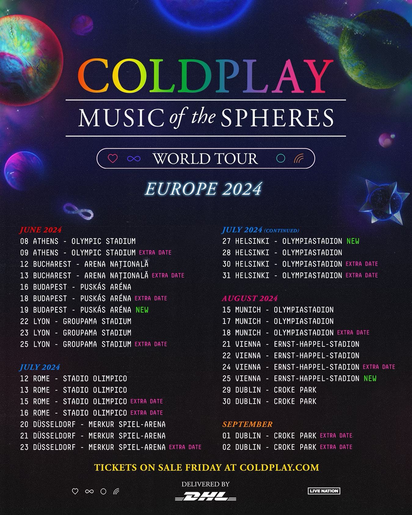 Coldplay - Music of the Spheres Tour - Europe 2024