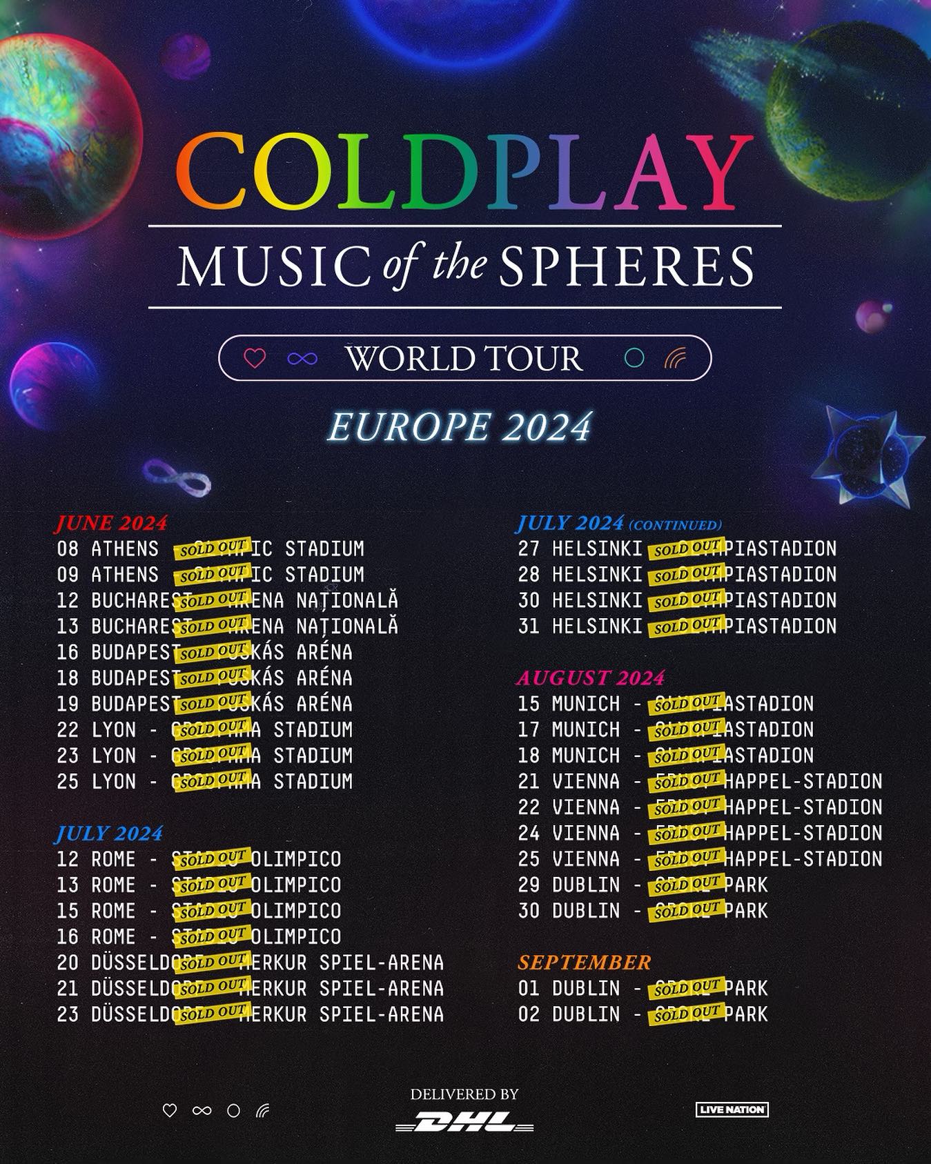 Coldplay european tour 2024