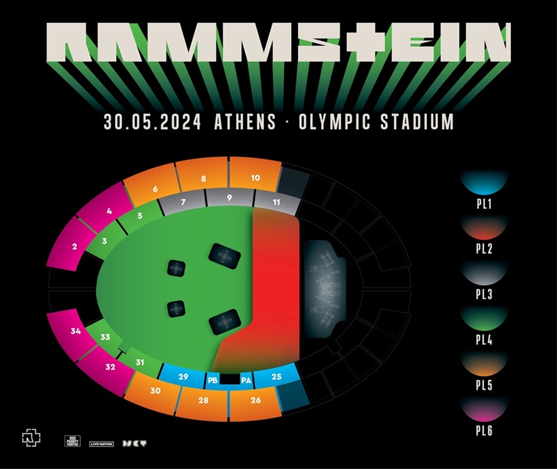 Rammstein live in Athens - Εισιτήρια, κερκίδα και αρένα